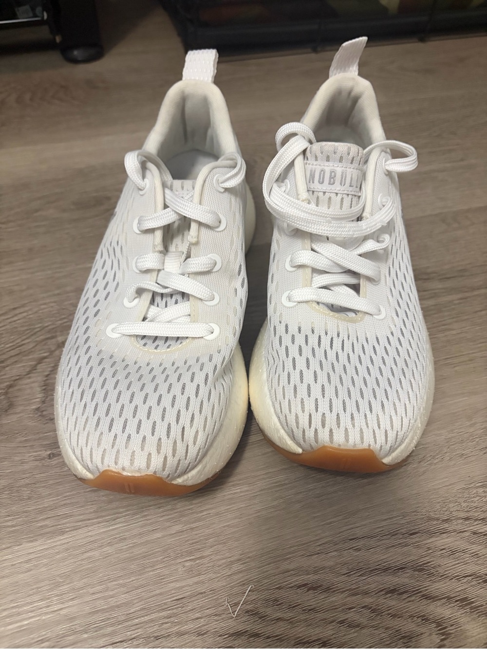 NOBULL unisex White Mesh Athletic Sneakers with Gum Toe Caps